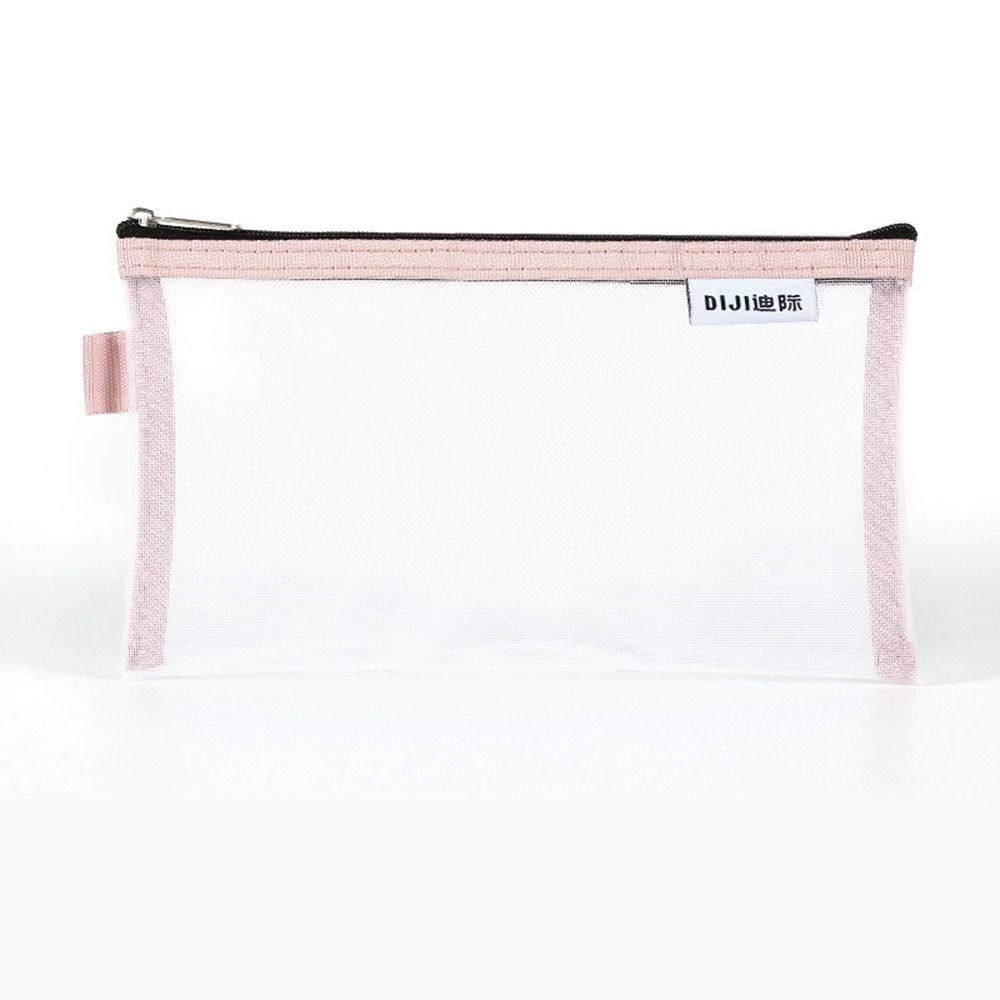Zipper Pouch Small Wallet Grid Pencil Bag Mesh Storage Bags Stationery Bag Transparent File Bag
