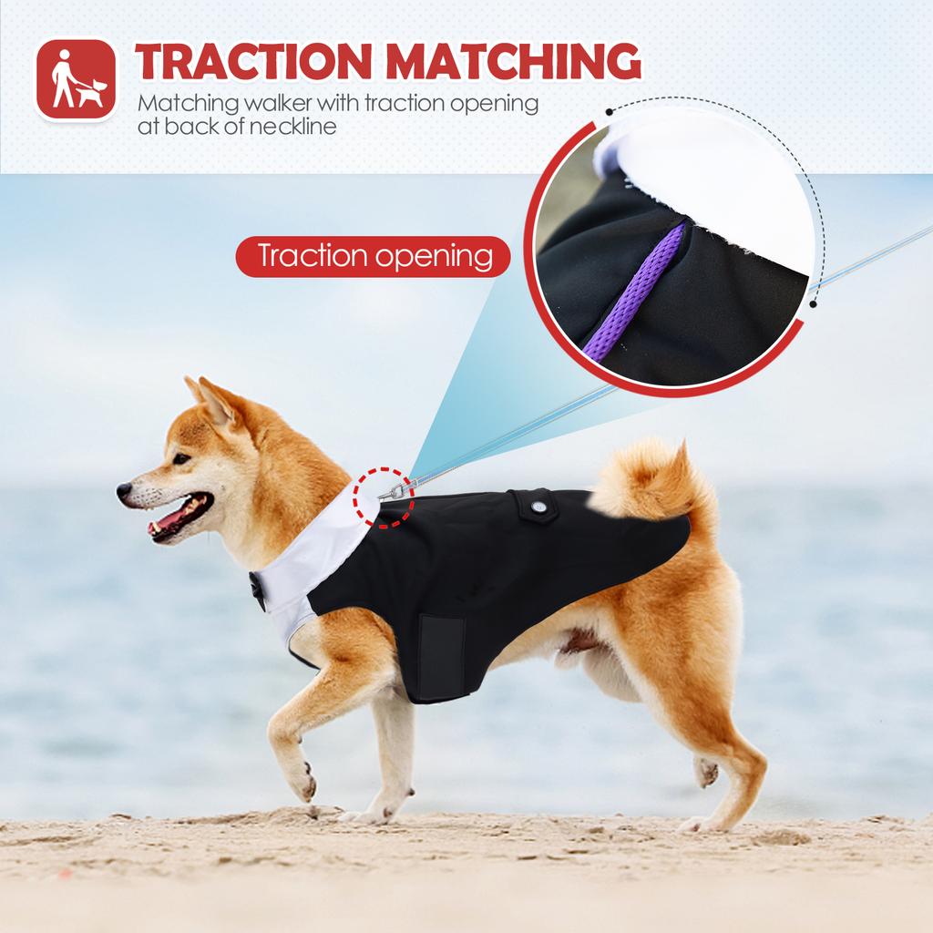 Dog Tuxedo Suit, Formal Dog Wedding Outfit with Bow Tie, Dog Party Costume with Leash Hole