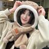Bear hat, scarf, integrated women's winter thickened warm scarf, anti-fogging lenses, cycling windshield and cold protection, ear protection