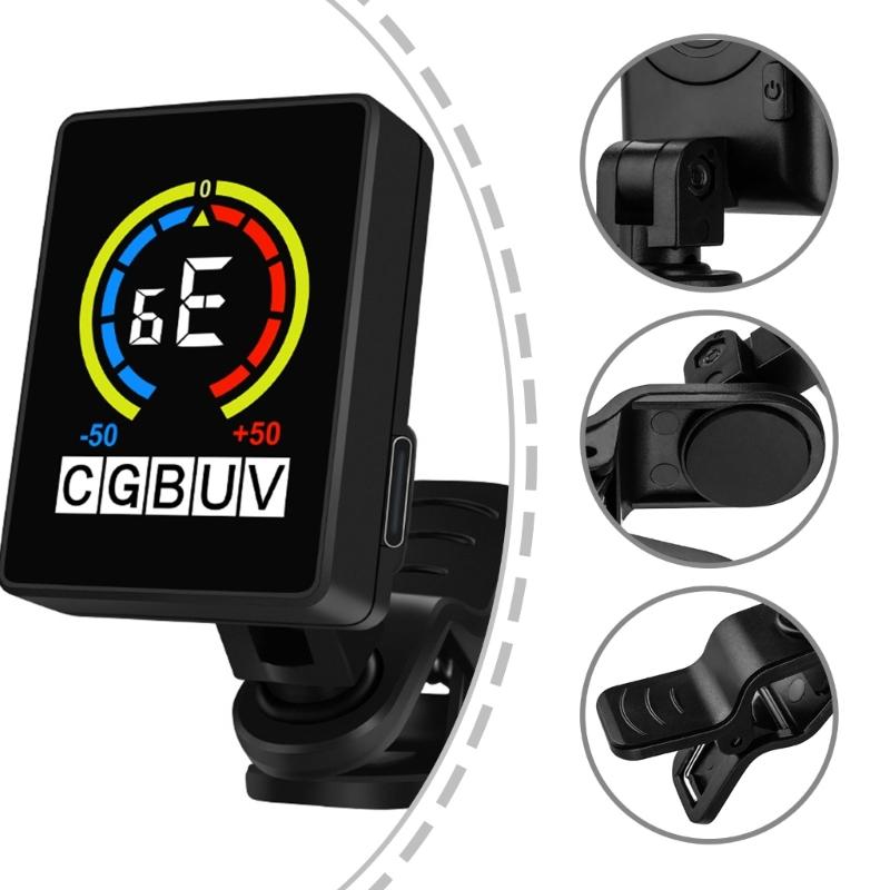 Digital Electric Tuner, Guitar Capo Metronome Rotatable Musical Instrument Tuner