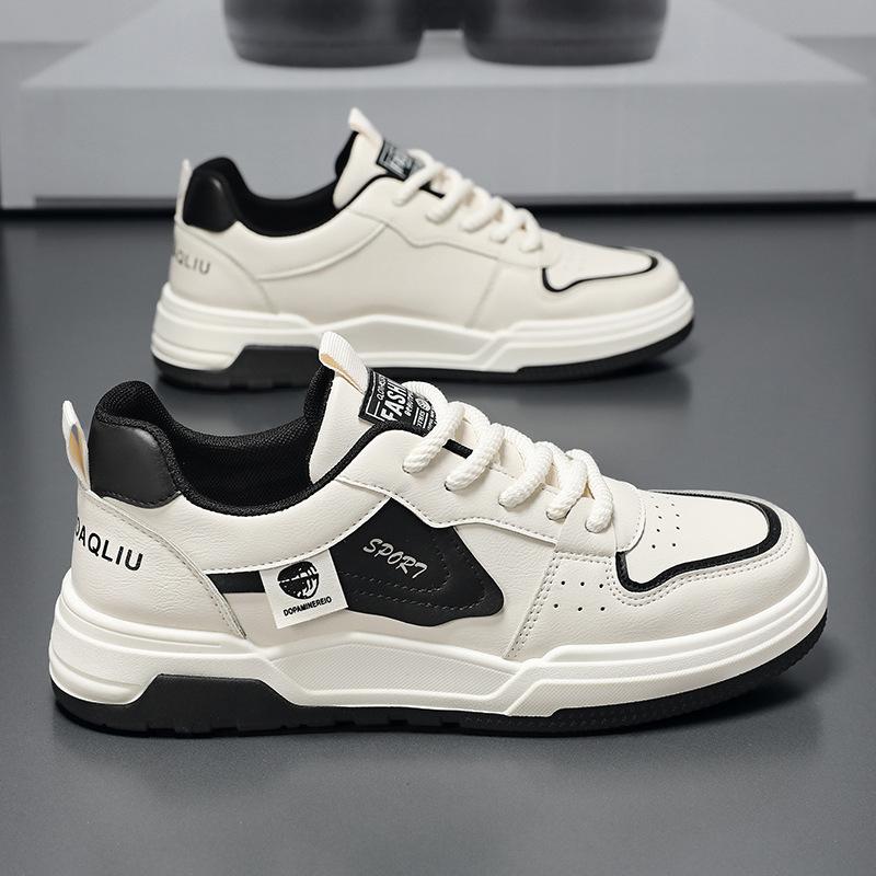 Men's Trendy Korean Version Sports Leisure Board Shoes Breathable White with Thick Soled Mesh Lining New Breathable Collection