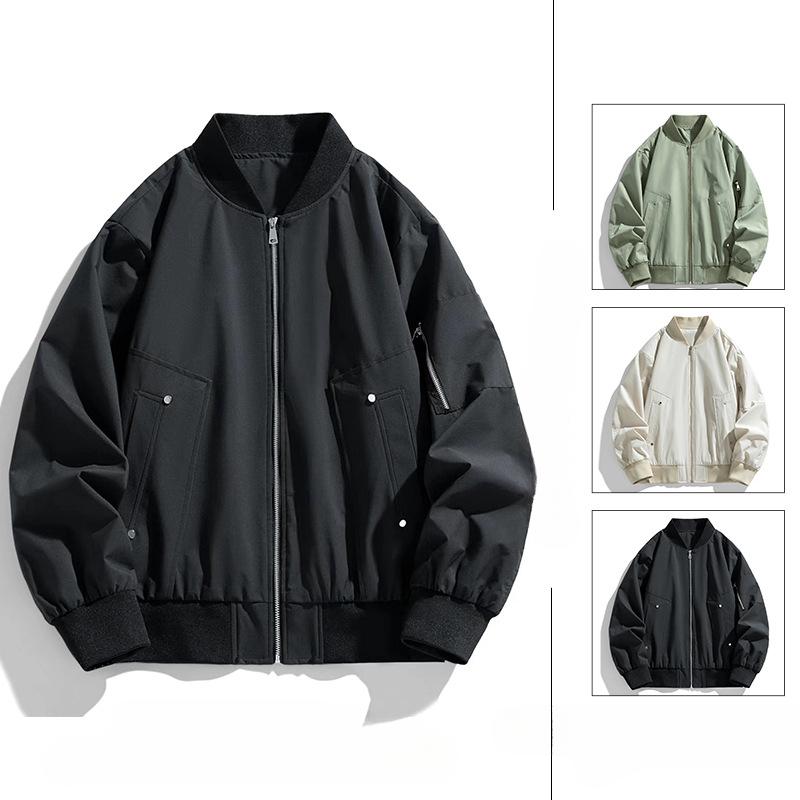 Fattened Plus Size Spring and Autumn New Flight Jacket Trendy Versatile Casual Loose Tooling Baseball Collar Jacket Men