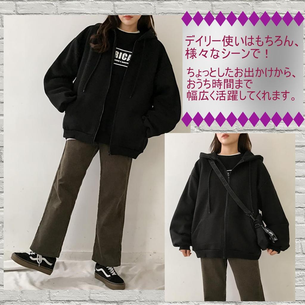 Ририка Базовый Повседневный Крой Размер Женский Худи на Молнии, Оверсайз, На Флисовой Подкладке, Серо-Черный, (Черный, М)