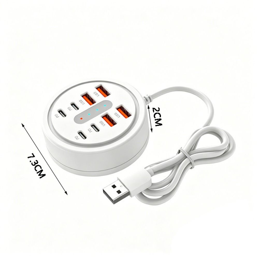 Зарядная станция для настольного компьютера 66 Вт, 4 USB + 4 Type-C, 8 портов, USB-C Быстрая зарядка, Для путешествий