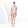 Пижамный комплект с винтажным принтом для женщин, рубашка с воротником-блейзером и брюки длиной до щиколотки, одежда для сна и отдыха