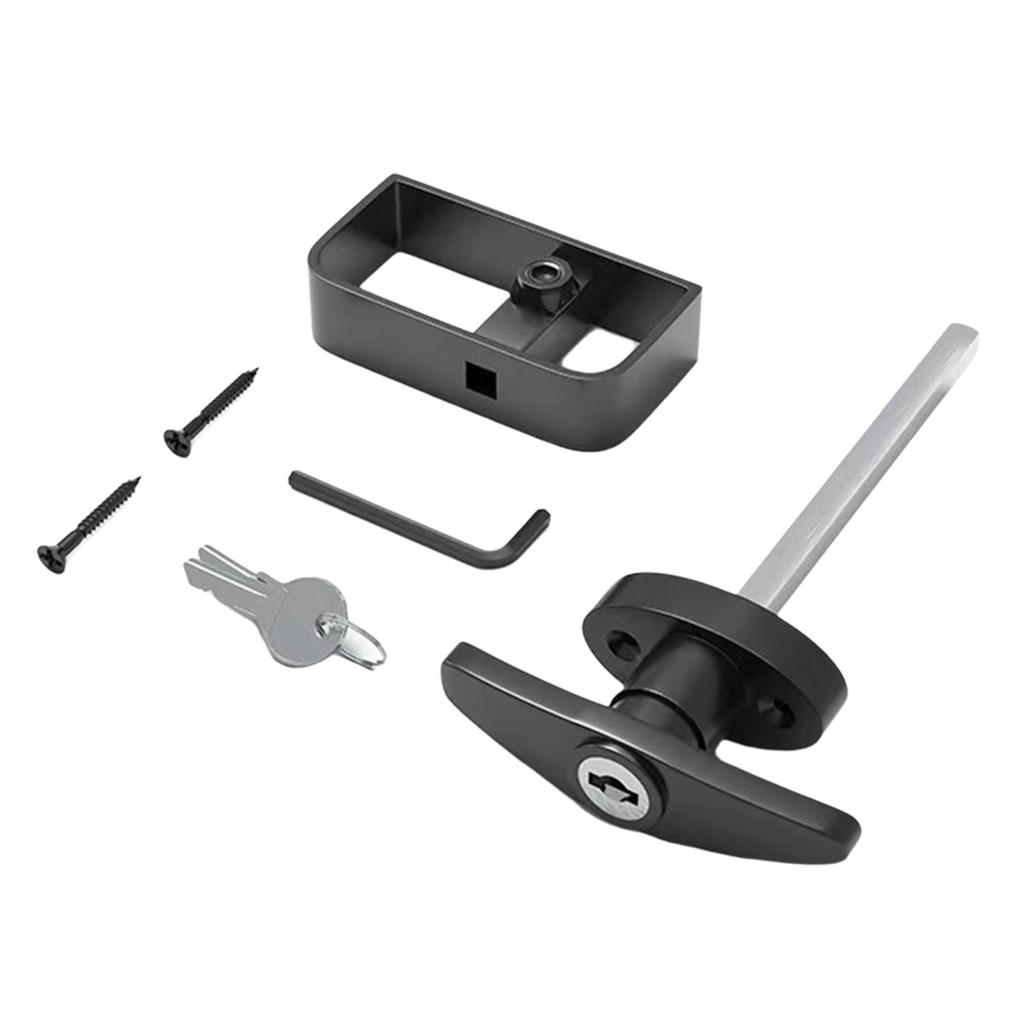 Сверхпрочный черный набор дверной ручки-замка для сарая с удлиненным стержнем и ключом, простой для сараев и игровых домиков