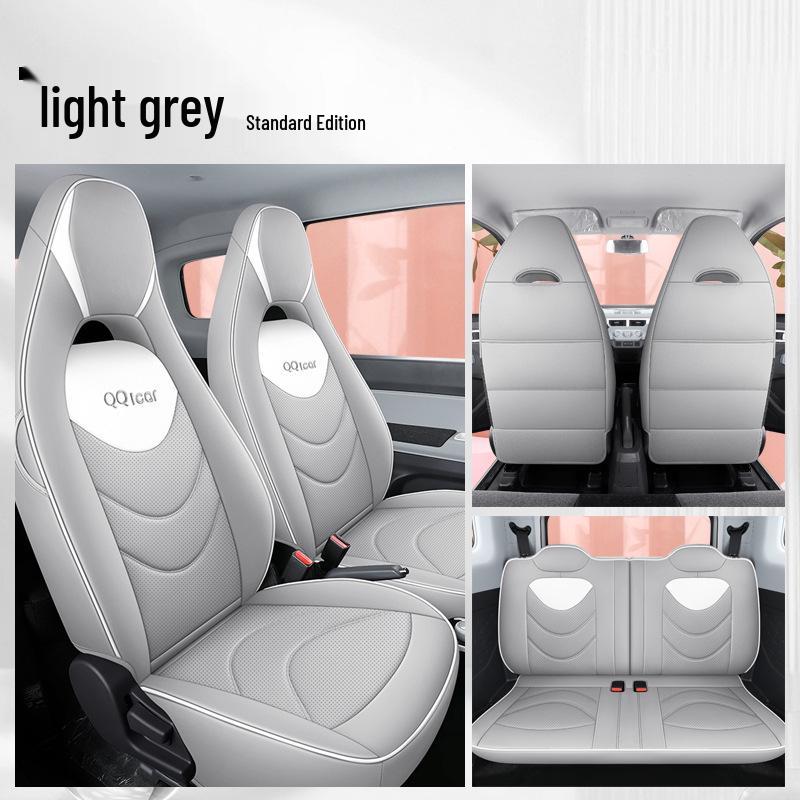 QQ Ice Cream Car Seat Cushion: Full Coverage Cartoon Leather Seat Cover for All Seasons