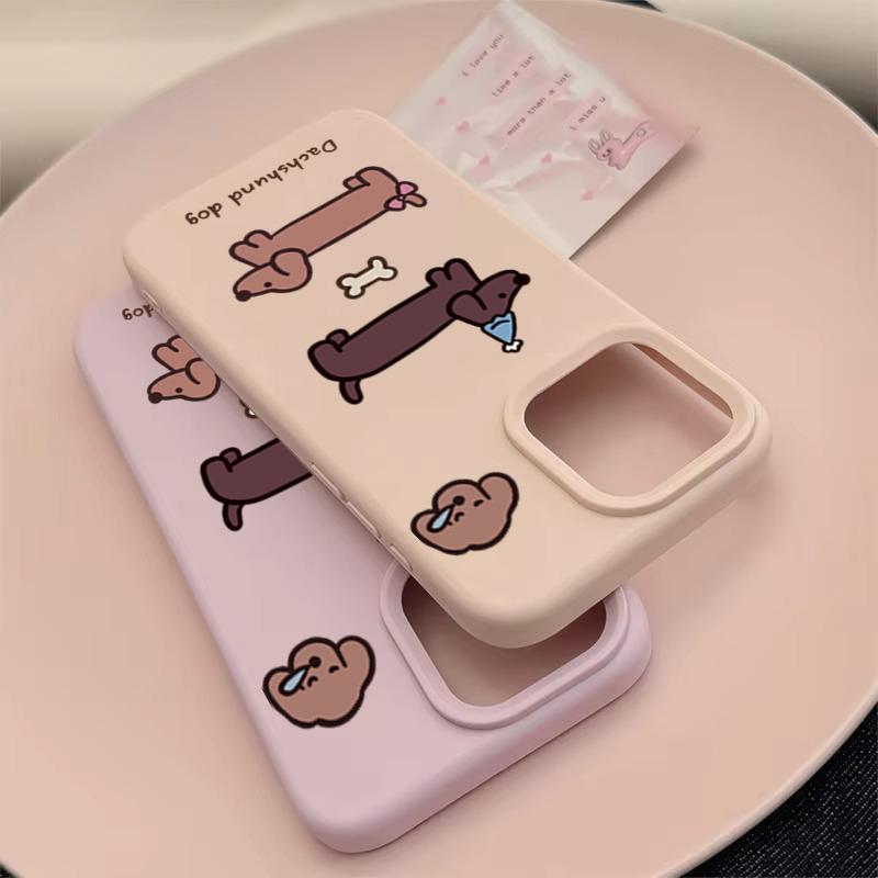 Korean Sausage Puppy Soft Silicone Phone Case For iPhone 16 Pro Max 15 14 13 12 11 Pro 15 16 Plus Shockproof Bumper Cover