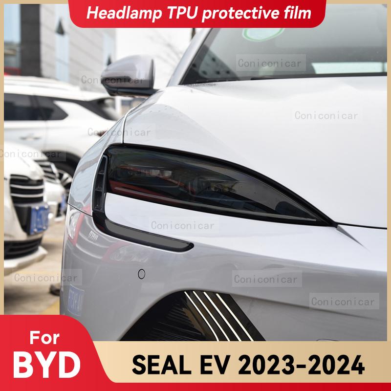 For BYD SEAL EV 2023 2024 Car Headlight Black TPU Protective Cover Film Front Light Tint Change Color Sticker Accessories