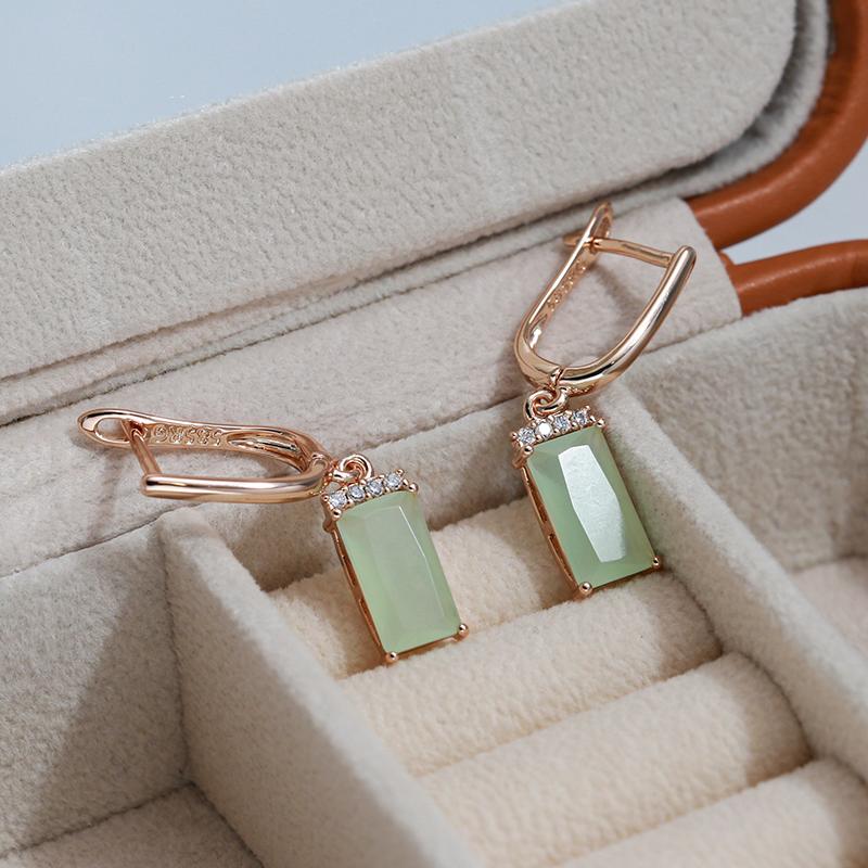 Элегантные квадратные геометрические висячие серьги с туманным зеленым цирконом, роскошные женские украшения