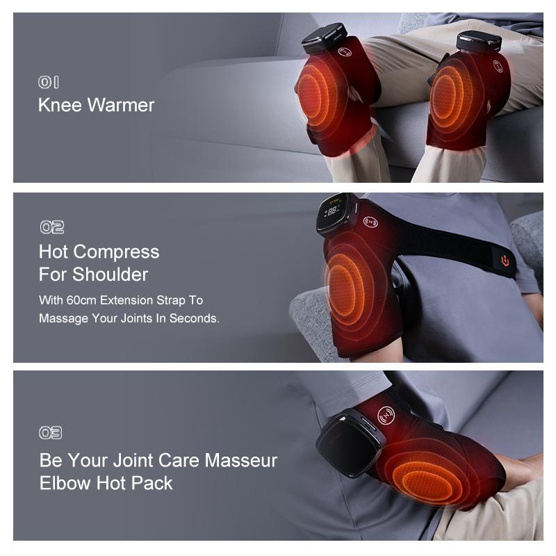 Multifunctional Graphene Heating 3in1  Knee Pads Elbow Shoulder Massage Belt Pain Relief Wrap Knee Massager