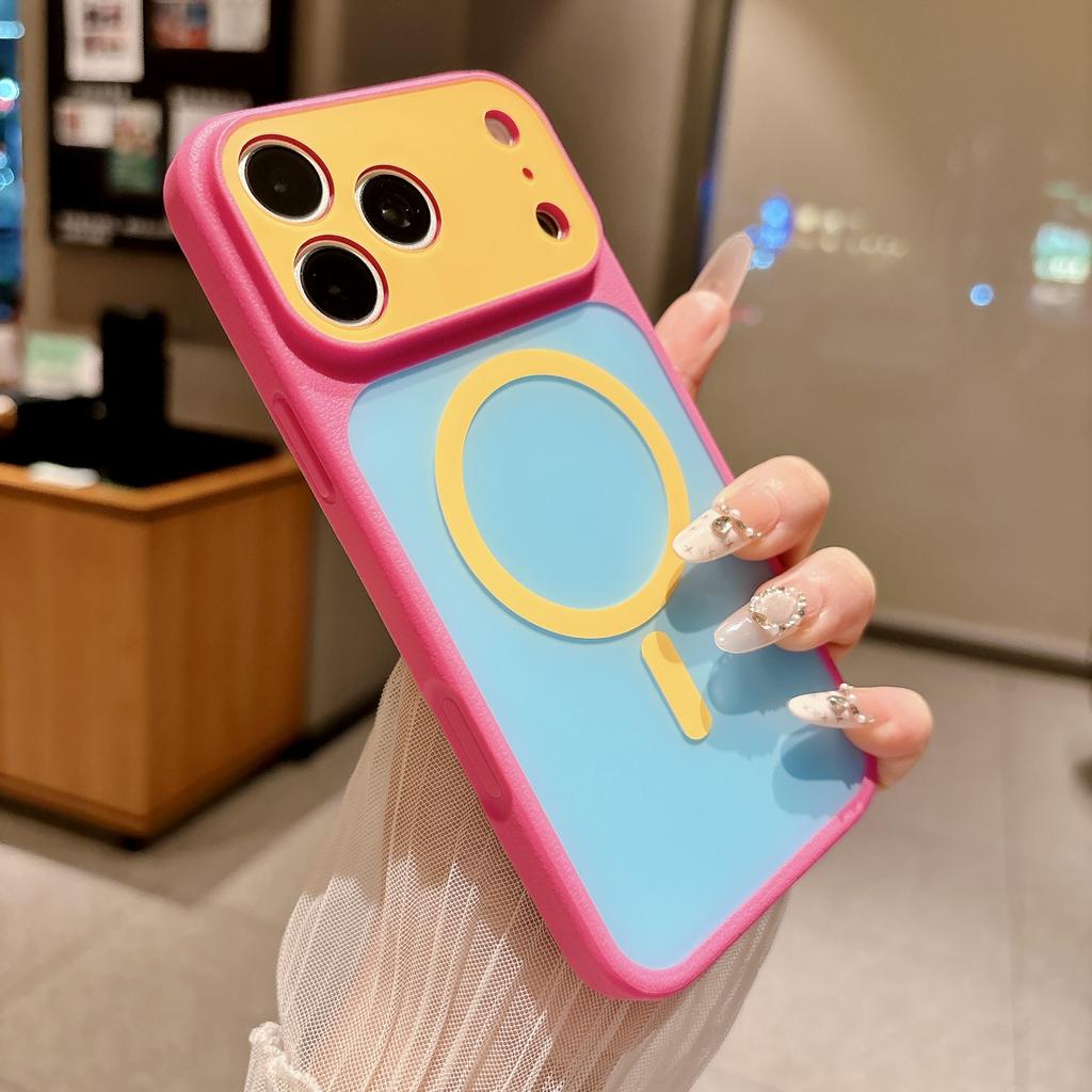 Применимо к Apple 18proMax контрастного цвета дофаминовый чехол для мобильного телефона магнитное всасывание iPhone17 креативный противоударный 16 защитный чехол