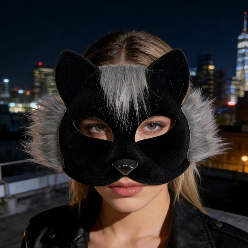 Мягкая маска для лица с кошачьей мордочкой для косплея и Хэллоуина, маска для вечеринки-карнавала с регулируемой эластичной лентой, удобная в носке