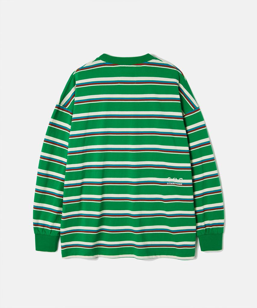 DTHIRTYONE Multi Stripe Long-Sleeved T-Shirt (Green)
