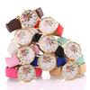 Useful Women Number Rose Flower Round Dial Faux Leather Band Quartz Wrist Watch