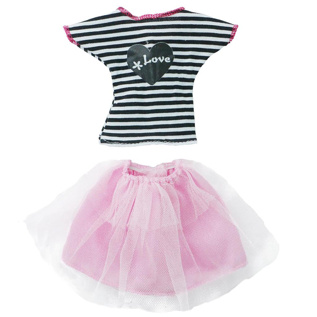 Clothes for 30cm Doll Daily Casual Outfits Pants T-shirt Skirts Mini Dress Fat Curvy Size 11.5 Inch Doll Accessories
