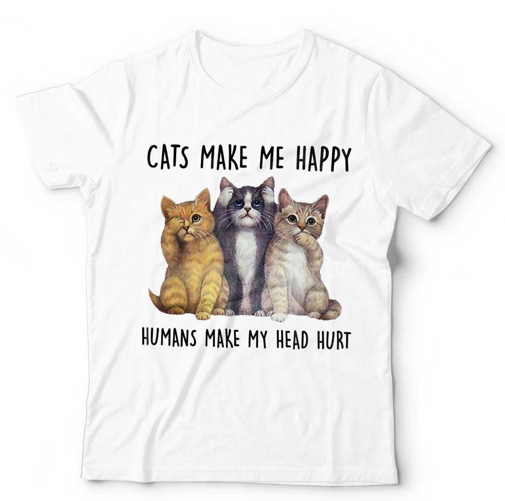 Cats Make Me Happy HuUnisexs Make Head Hurt Unisex Kids Tshirt Funny Cute