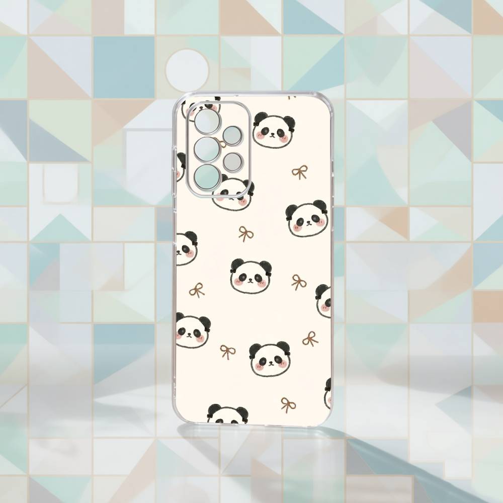 Cute Panda Phone Case Transparent Silicone Soft For Samsung S25,S24,S21,S22,S23,S30,Ultra,S20,Plus,Fe