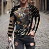 Men Simple Animal T Shirts Sport Wear Autumn Round Neck Long Sleeve Top Men's Spring Plus Size 3d Print T Shirt