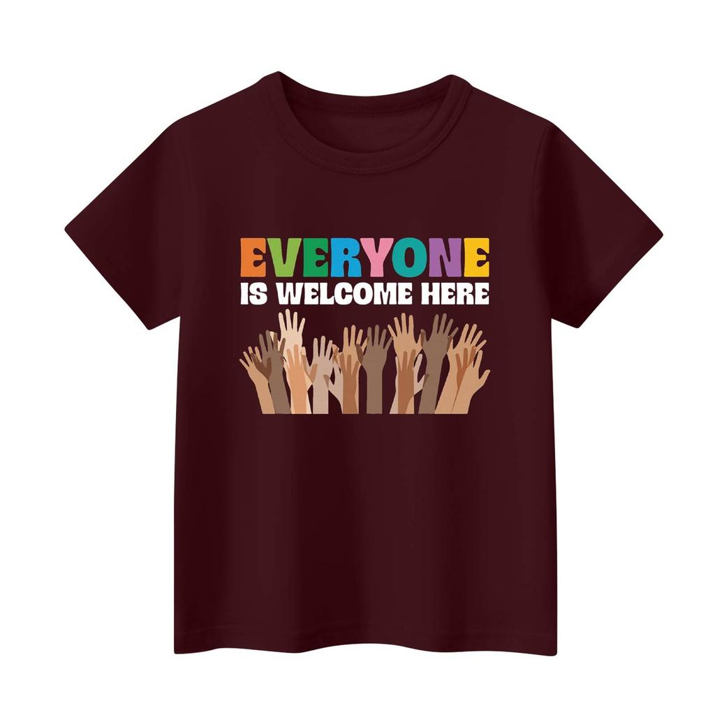 Детский набивной короткий рукав круглый вырез повседневный удобный свободный легкий топ