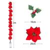 Imitation Velvet Poinsettia Garland String Lights Battery Powered 2m 10 LEDs Christmas Flower Garland Lamps with Red Berries