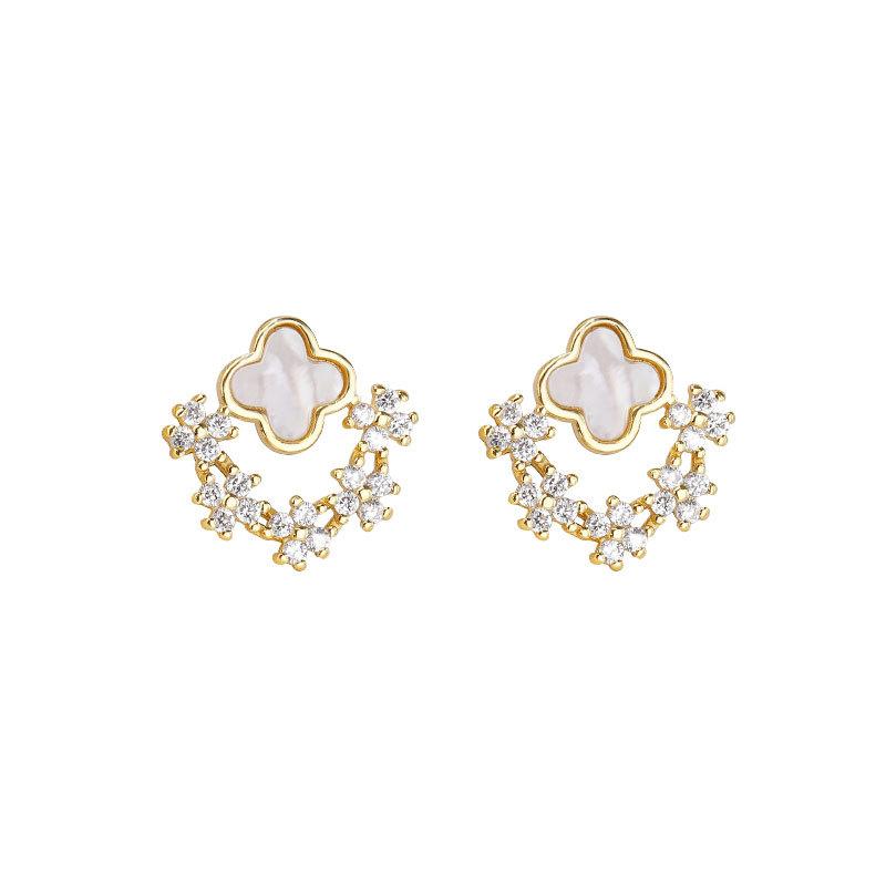 New Sweet Flowers Natural Shells Gentle Temperament Simple Earrings