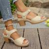 Fashion 2025 Summer New Large Size Thick High Heel Sandal Women 2025 Summer New TEUM Explosive Lightweight Women Wearing Sandals