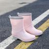 New Short Rubber Female Rain Boots Fashion Outdoor Warm Anti Slip Solid Color Women's Rainboots PVC Waterproof Women Water Shoe