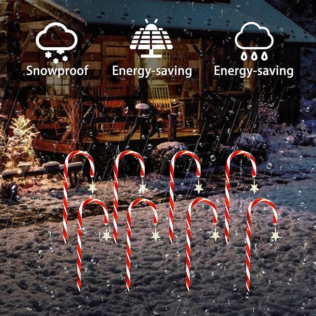 5 In 1 Christmas Candy Cane Lights Outdoor Solar Landscape Lamps Christmas Solar Stake Lights For Garden Lawn Yard Christmas Decoration