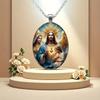 A Jesus Mary Christian Jesus Sacred Heart Pendant Divine Love and Faith Time Gemstone Pendant Necklace Suitable for Daily Wear