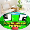 Green Pixel Forest Custom Name Round Area Rug Carpet Rug For Living Room Bedroom Sofa Playroom Decor Nonslip Floor Mat