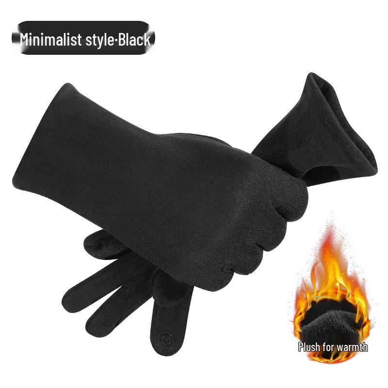 Мужские зимние замшевые велосипедные перчатки - Ветрозащитные, Морозостойкие, Сенсорные, На флисовой подкладке