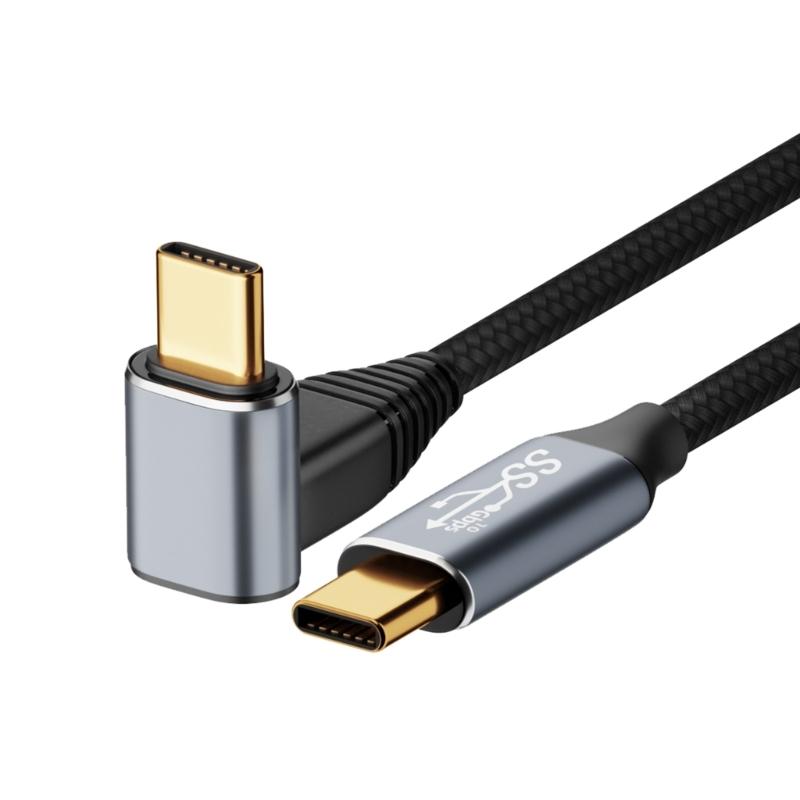 10 Гбит/с Кабель данных USB C Type-C 100 Вт 10 Гбит/с USB-C Gen2 Data Cord 90 градусов Папа-Папа Зарядное устройство Быстрая зарядка 0,5/1/1,5/2/3 м-