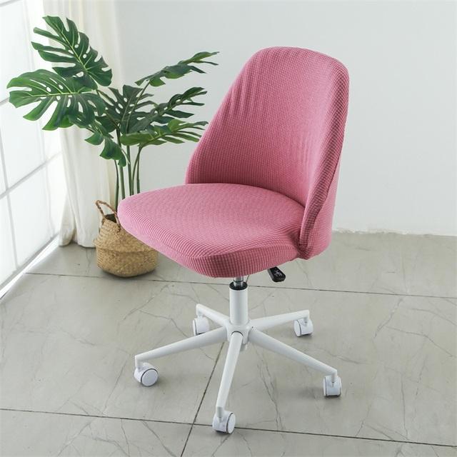 Polar Fleece Stretch Duckbill Chair Cover Curved Back Office Chair Cover Low Back Round Elastic Seat Slipcover Shell Chair Cover