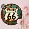 Винтажная круглая металлическая табличка Route 66 Ретро Зеленая Белая Настенный Декор