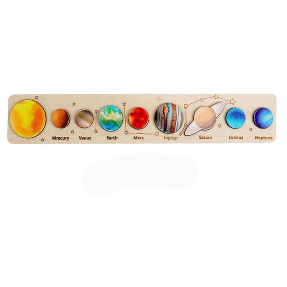 Children Planet Matching Science Planet Puzzles Wooden Puzzle Jigsaw Tray Solar System Puzzle