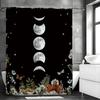 Moon Phase Witchcraft Gothic Wildflower Night Sky Floral Shower Curtain, Bathroom Decorative Shower Curtain, Waterproof Shower C