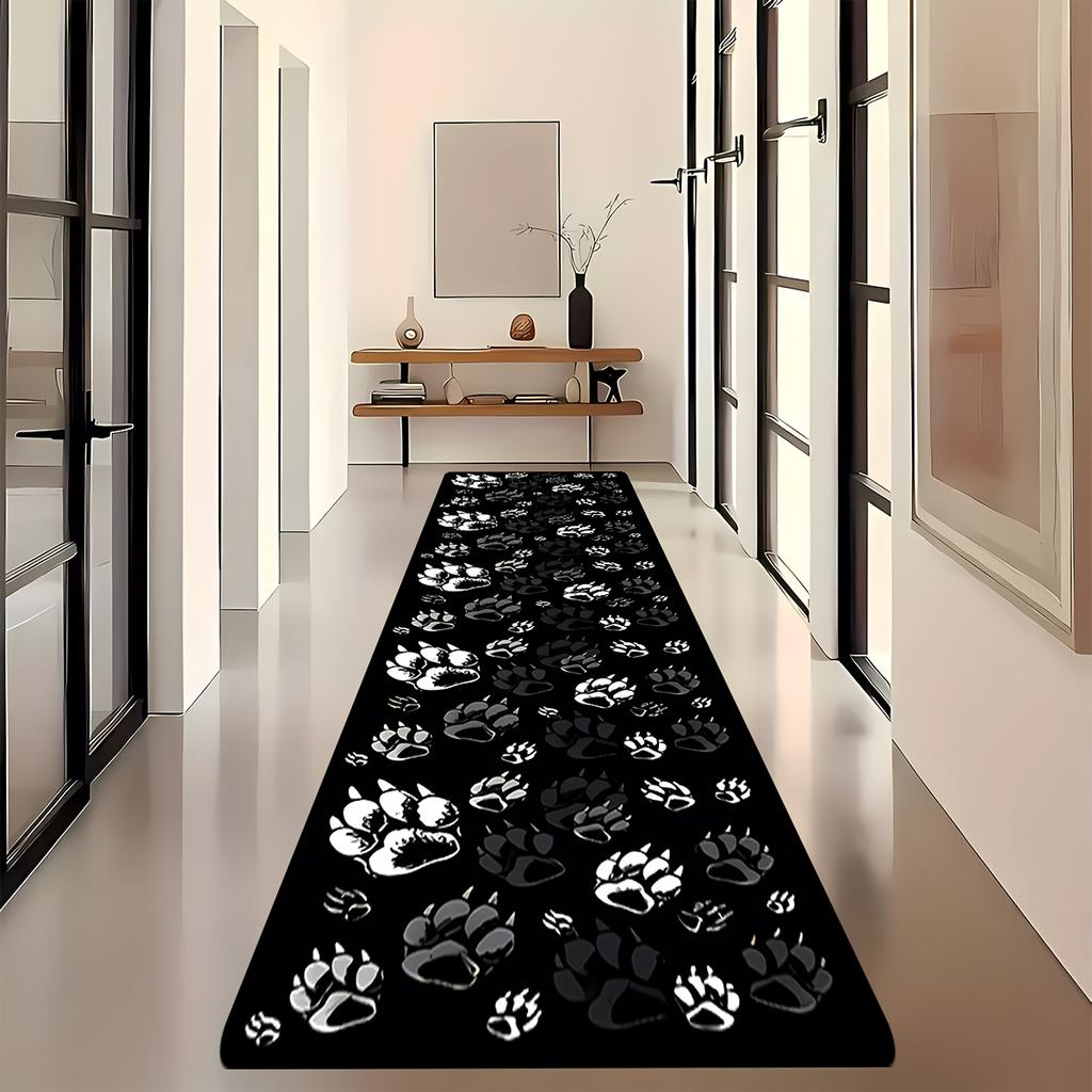Animal Footprint Sharp Paw Print Carpet Doormat Kitchen Rug Runner Rug Black Living Room Carpet Bedroom Carpet Home Decor