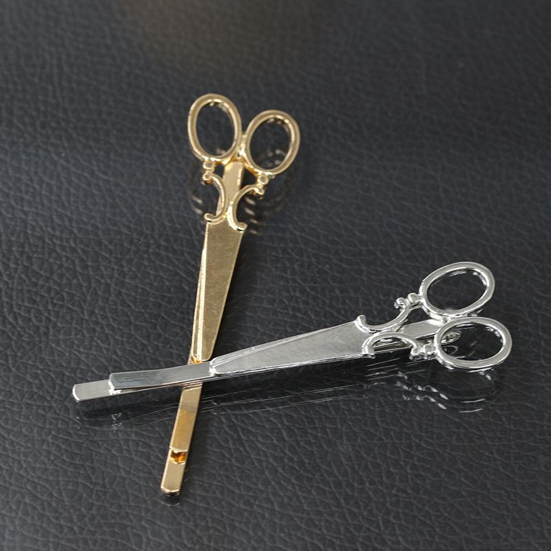 Head Jewelry Hair Pin Gold Scissors Shears Clip For Hair Tiara Barrettes Accessories Headdress For Girls