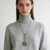 Овальный кулон-ожерелье для женщин, винтажный красный кварцевый кристалл, цепочка на ключицы, ювелирные аксессуары для вечеринки