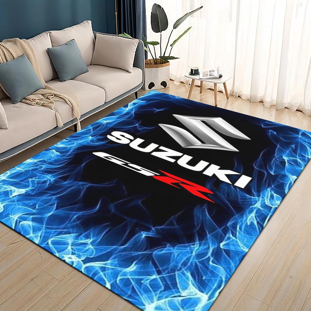 3D Гоночный автомобиль Логотип S-SUZUKI Мотоциклетный ковер для гостиной спальни домашнего дивана, Детский игровой нескользящий коврик для пола