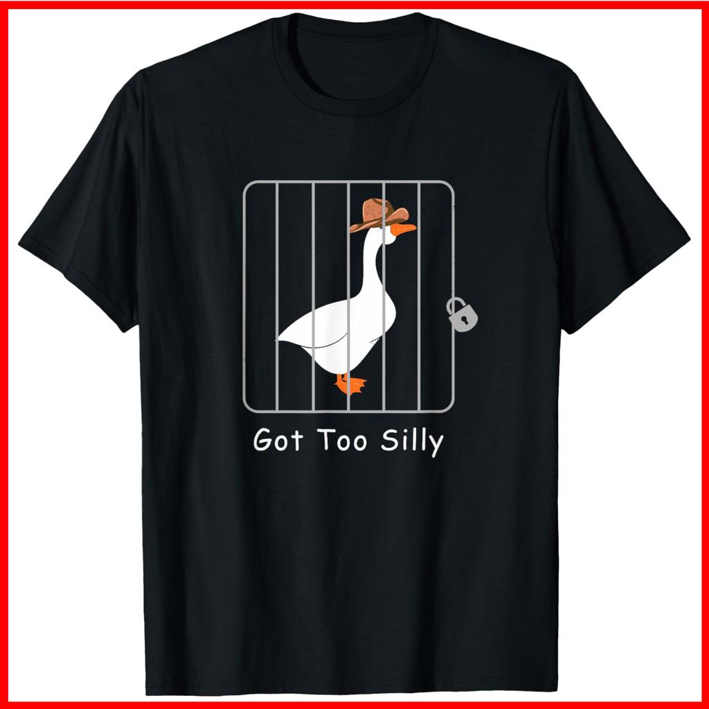 Funny Silly Goose Lover Mugshot - Got Too Silly Black Cotton T-Shirt S-5XL