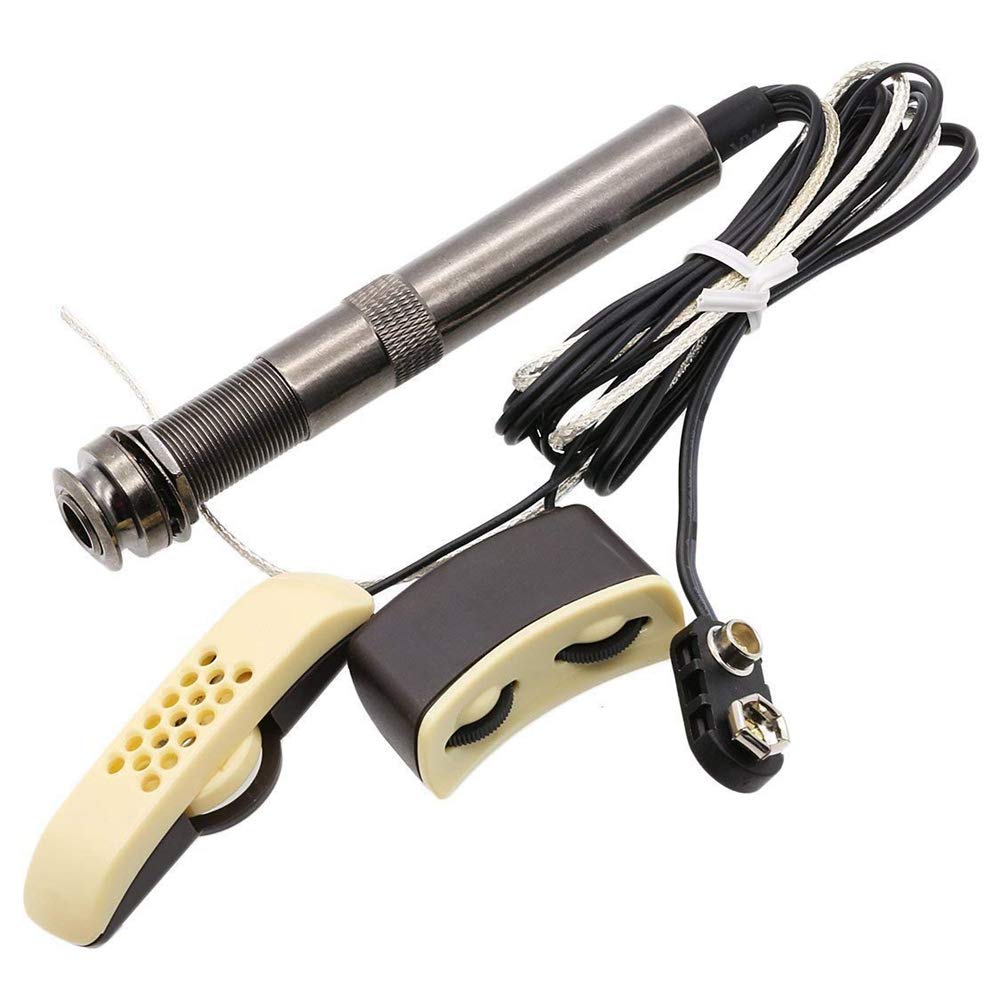 Frioojity Acoustic Guitar Pickup A-202 Piezo Pickup with Tuner 6.35mm Output Jack Microphone Included