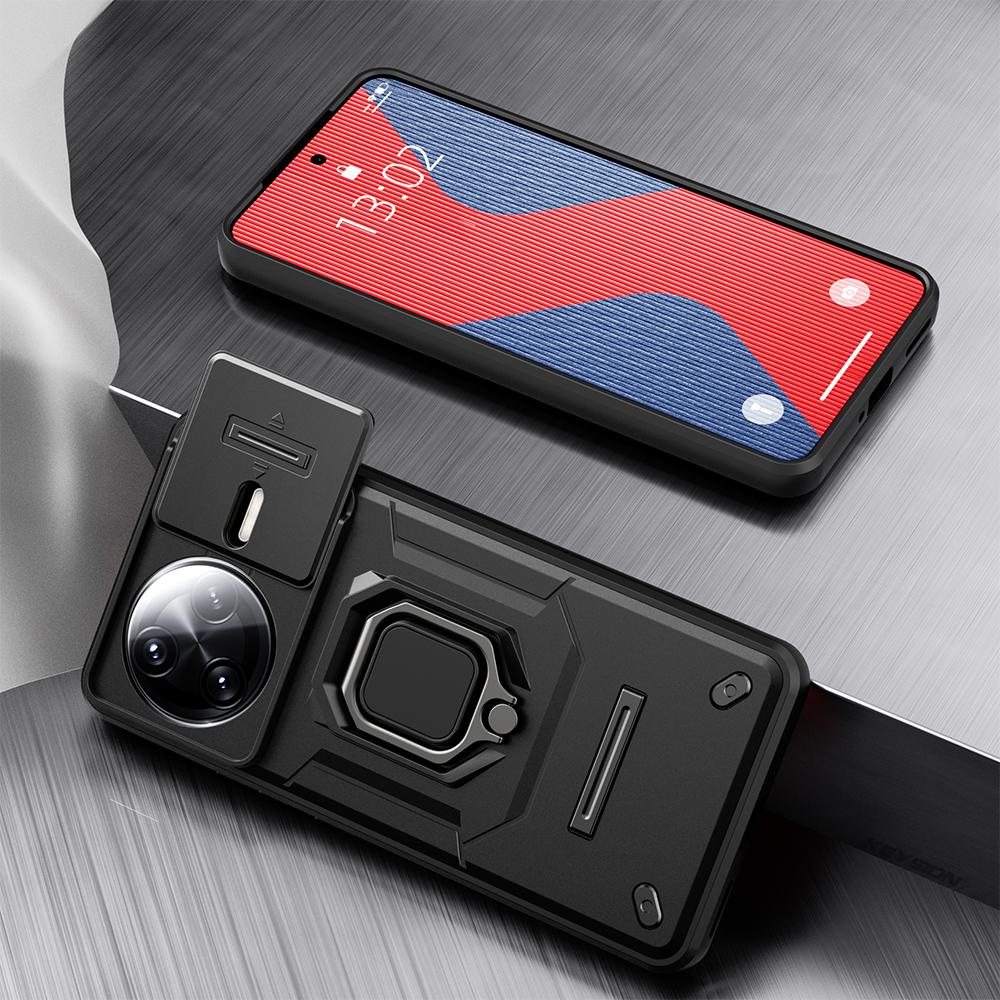 KEYSION Противоударный защитный чехол для POCO F7 Pro Slide Camera Защитное кольцо для объектива Подставка для телефона Задняя крышка для Xiaomi POCO F7 Ultra