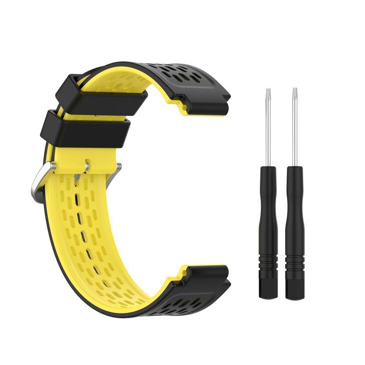 Для Garmin Approach S2 / S4 двухцветный силиконовый ремешок для часов(Черный желтый)