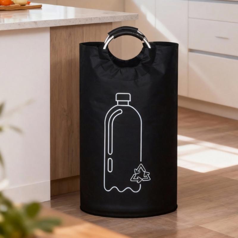 Large Capacity Empty Bottle Storage Basket With Aluminum Handle 82L Wastewater Bottle Collector Bag Folding Recycling Bin