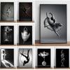Black and White Angel Dancer Ballerina Posters Canvas Print Paintings Ballerina Dancing Mural Wall Art Pictures Home Room Decor