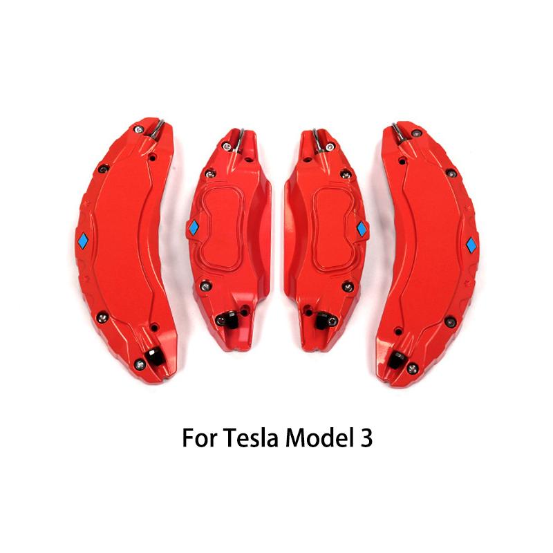Крышка тормозного суппорта подходит для Tesla Model 3 18 19 дюймов, комплект ступицы колеса из алюминиевого сплава из 4 шт., аксессуары для автомобильного суппорта, с наклейками
