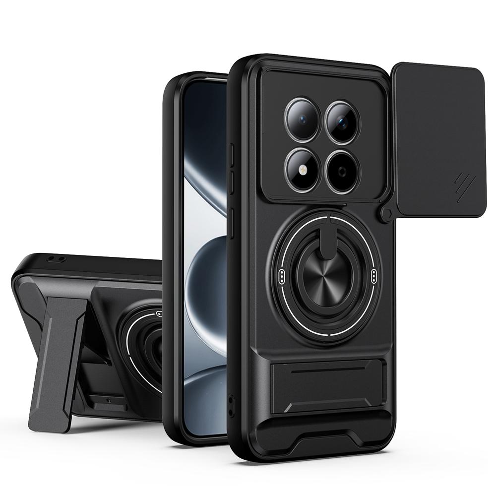 KEYSION Магнитный чехол для телефона Xiaomi POCO M8 5G M8 Pro 5G Защита камеры со сдвижной крышкой Вертикальная подставка Кольцо Ударопрочная задняя крышка