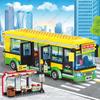 Hot City Car Yellow Passenger School Bus Station Public Vehicle Sets Figures Bricks Model Building Blocks Diy Toys For Boys Gift